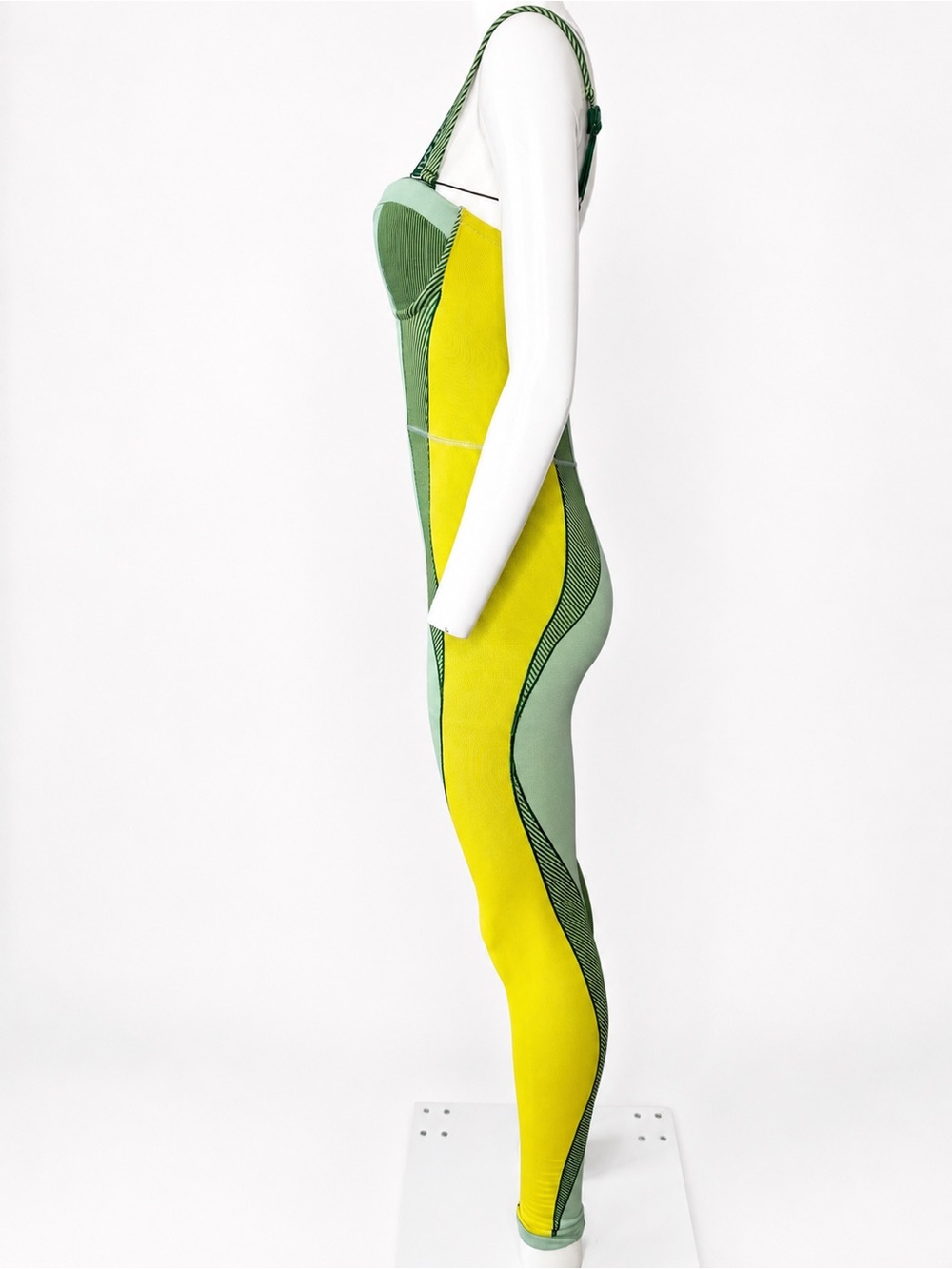 Adidas x IVY PARK Compression Bodysuit Catsuit Jumpsuit Green Yellow Women’s S - Picture 3 of 9
